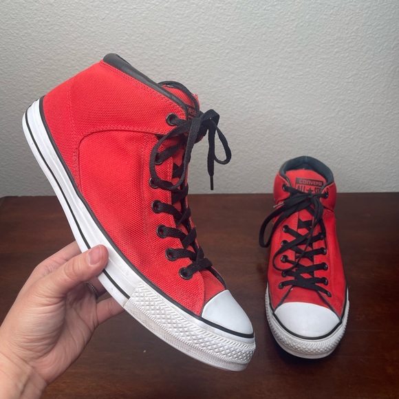 Converse Other - Converse All Star Men’s Red Black White High Top Sneakers Size 11